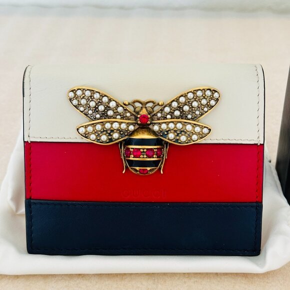 💯 Authentic Discontinued 🐝 GUCCI 🐝 Calfskin Queen Margaret Card Case Wallet - Picture 5 of 14